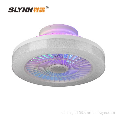 SLYNN Ceiling LED Fan Light: RGB Intelligent Dimming and Remote Control for Modern Home Decor